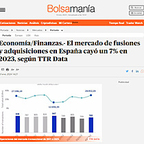 Economa/Finanzas.- El mercado de fusiones y adquisiciones en Espaa cay un 7% en 2023, segn TTR Data